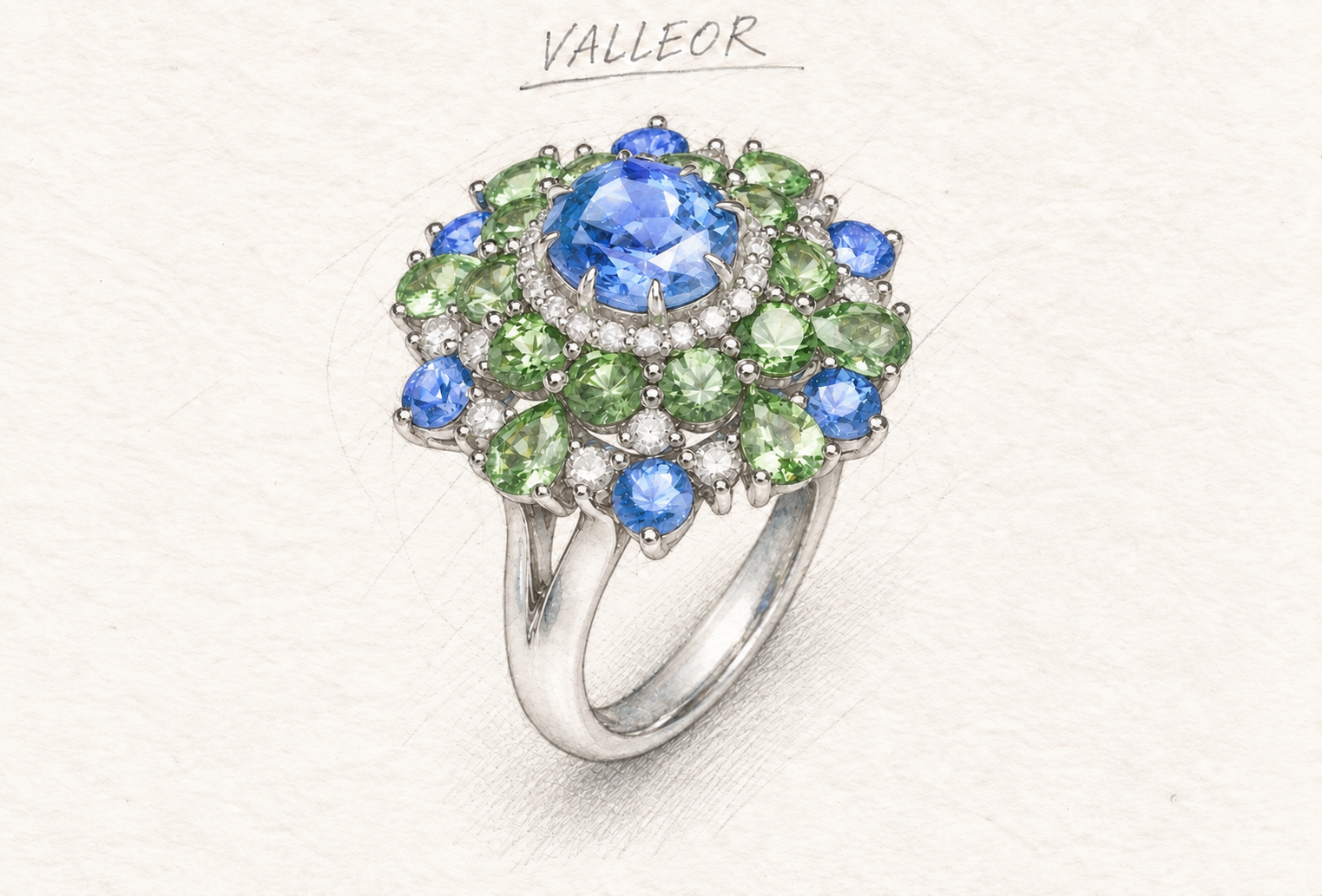 Cornflower Blue Sapphire Ring design study