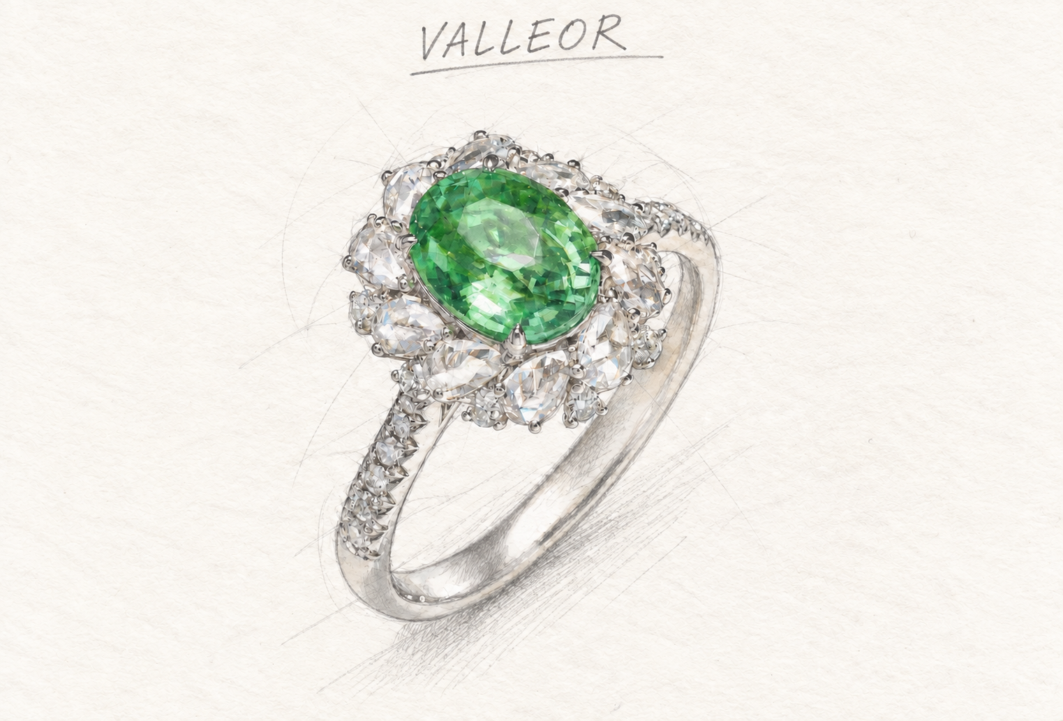 Green Tourmaline Ring design study